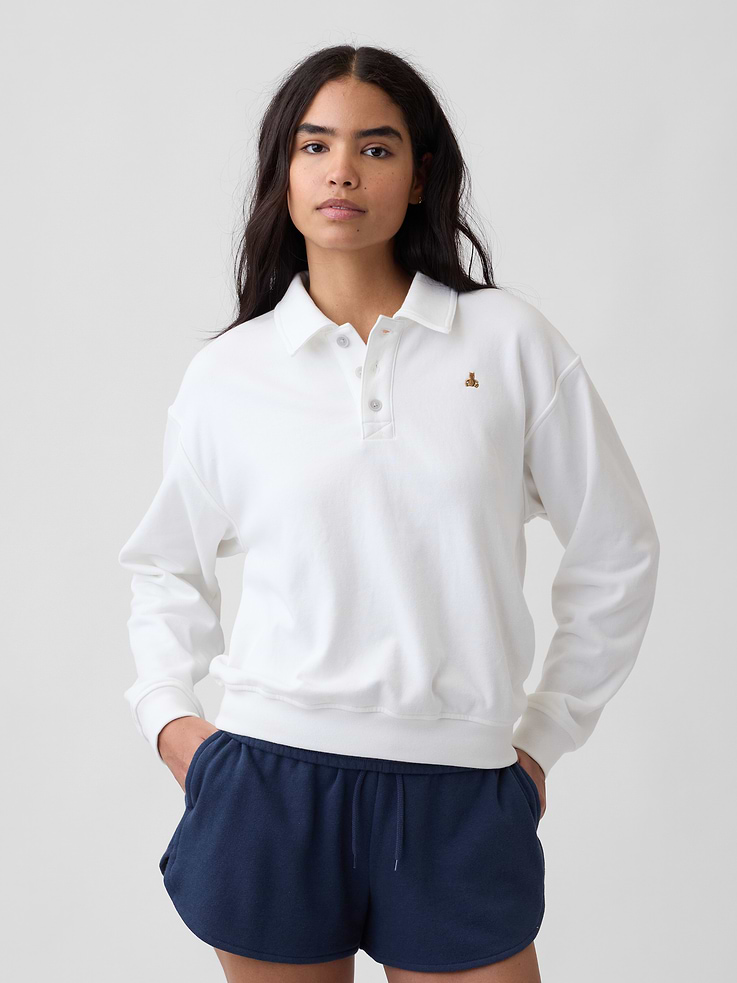 Image number 1 showing, Relaxed Cropped Polo Sweatshirt