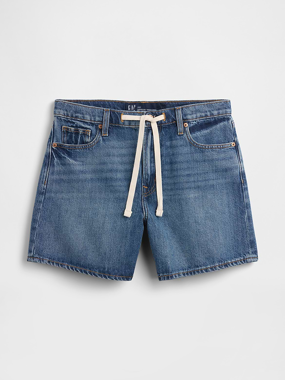 SuperSoft Drawstring Denim Midi Shorts