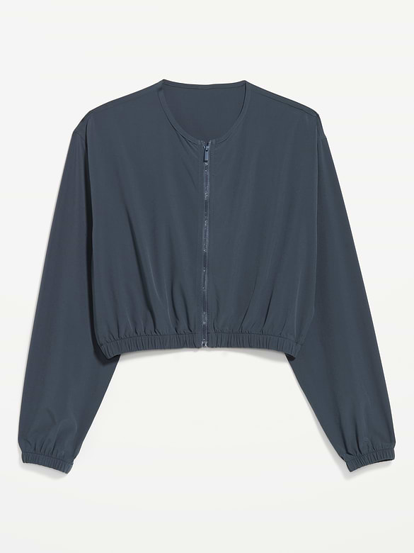Zip-Front Cropped Tennis Jacket
