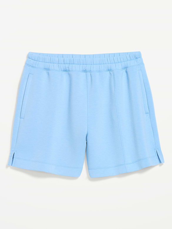 Short à taille haute en molleton raffiné, entrejambe de 12,5 cm
