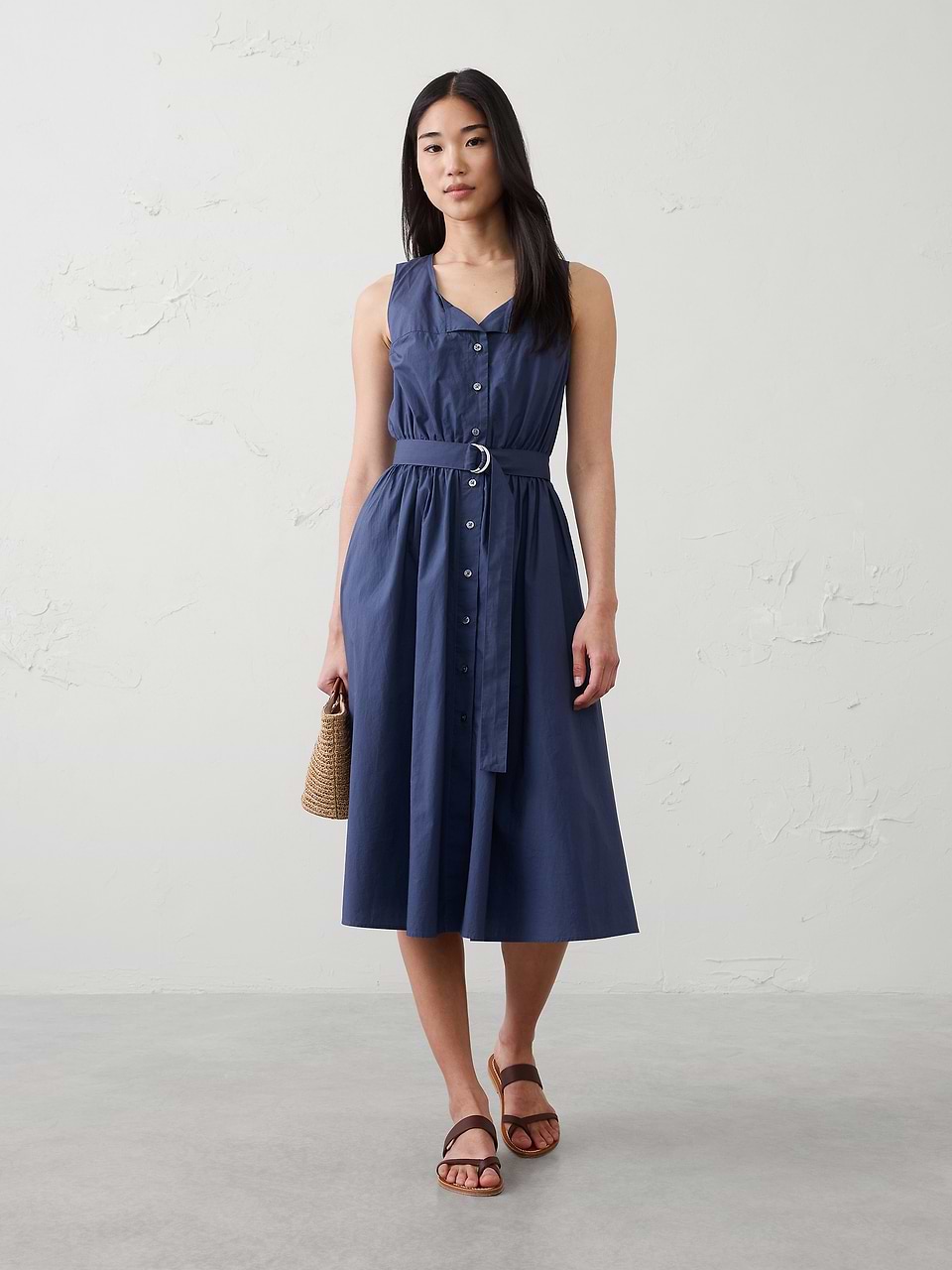 knee length dress sleeveless Poplin Knee-Length casual knee length dresses