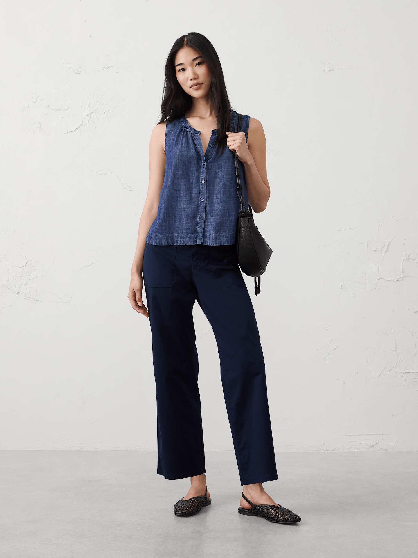 Image number 1 showing, Straight High-Rise Twill Utility Pant
