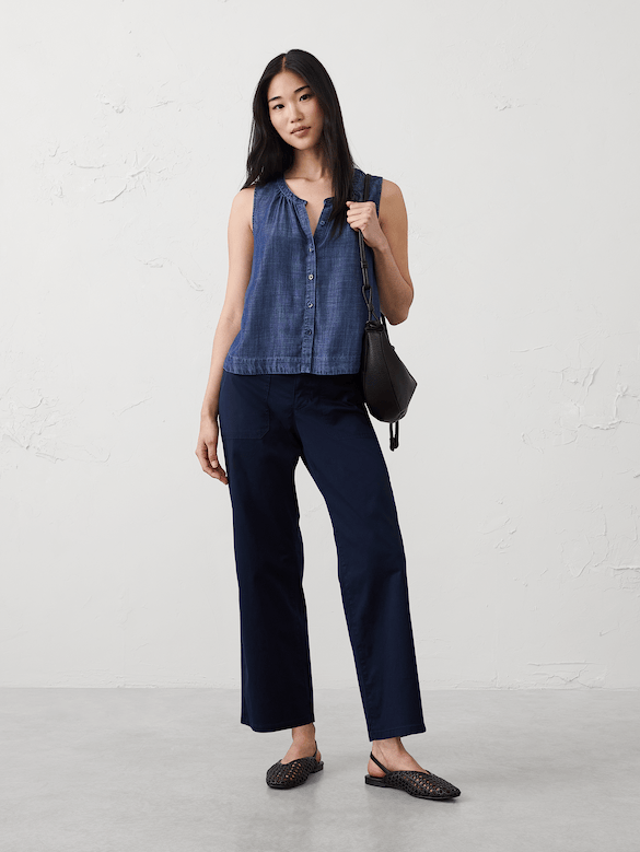 Straight High-Rise Twill Utility Pant