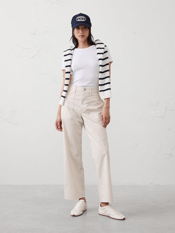 Straight High-Rise Twill Utility Pant