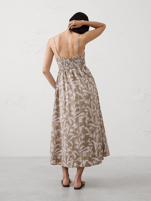 Pleated Voile Long Midi Dress