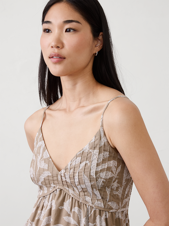 Pleated Voile Long Midi Dress