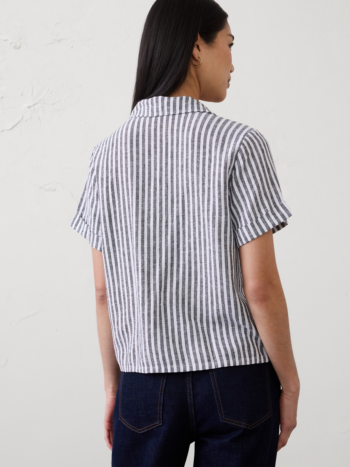 む*つ様 希少 banana republic stripe linen sla Linen-Blend Shirt | Banana Republic Factory