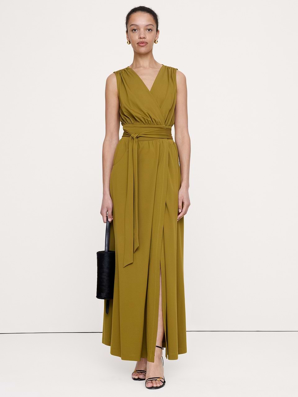 banana republic green wrap dress Knit Maxi Fairy dress