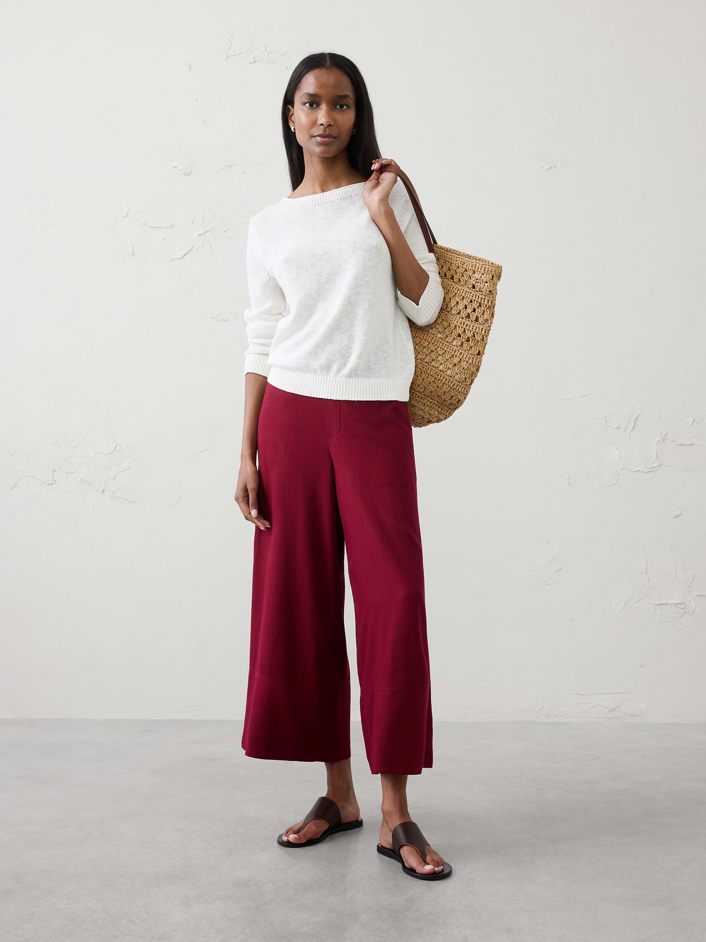 Image number 1 showing, Anyday Wide-Leg High-Rise Linen-Blend Cropped Pant