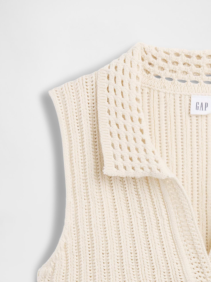 Image number 4 showing, Sleeveless Crochet Collared Top