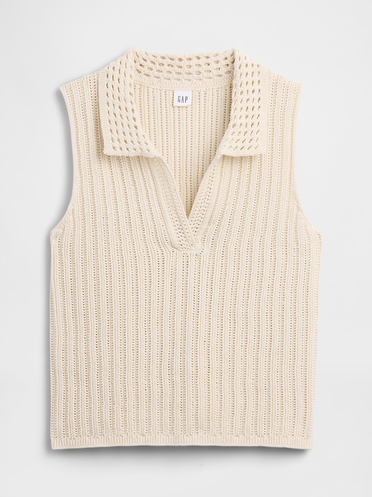 Image number 5 showing, Sleeveless Crochet Collared Top