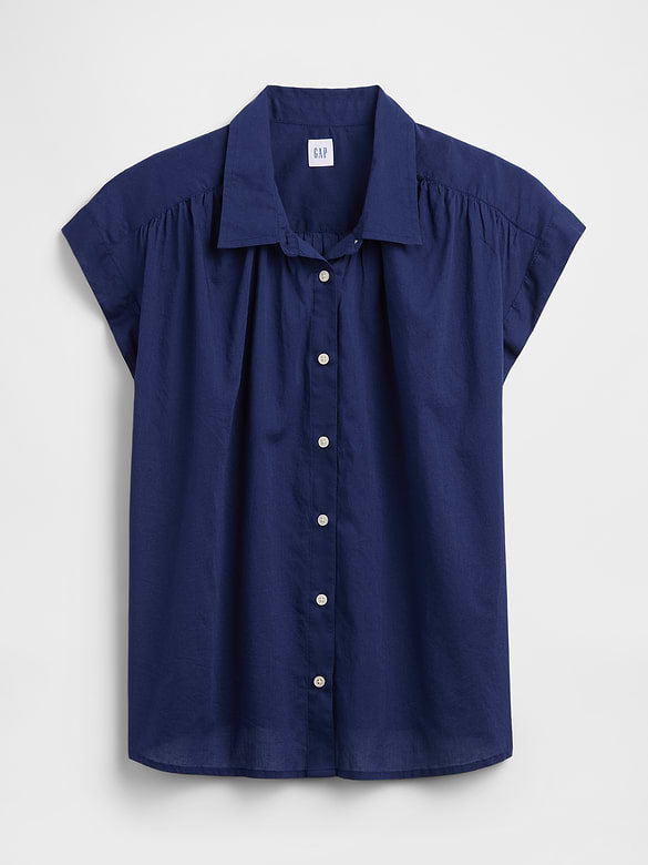 Collared Cap-Sleeve Shirt