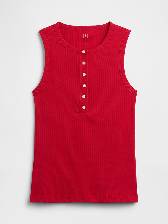 Ribbed Henley Tank Top