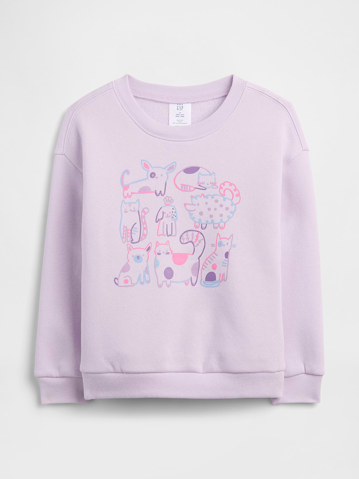 Image 1 of 3, This product is made with/contains 21% recycled polyester. Compared to virgin materials, using recycled materials helps reduce resource use and waste., Soft, comfy fleece., Dropped shoulder, long sleeves with banded cuffs., Crewneck., Banded hem., Select styles have allover print., This product was made in a factory that invests in gender equity and women’s empowerment through RISE. Learn more at, Product #1174702