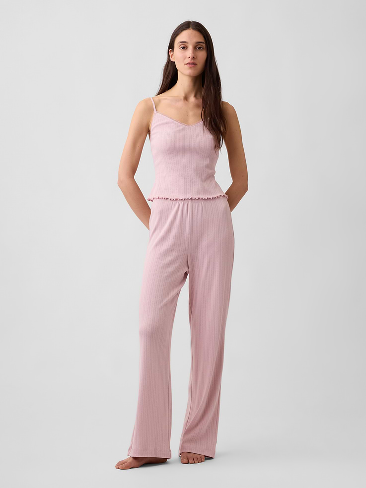 Image number 2 showing, Pointelle Lettuce-Hem PJ Cami