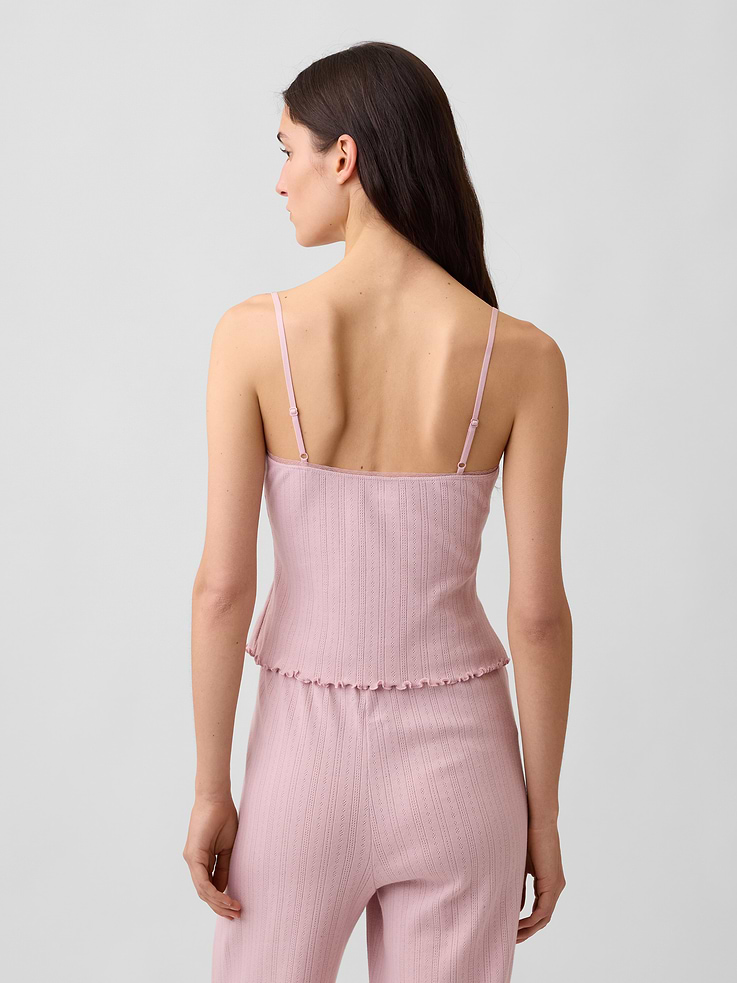 Image number 3 showing, Pointelle Lettuce-Hem PJ Cami
