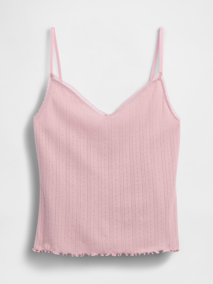Image number 5 showing, Pointelle Lettuce-Hem PJ Cami