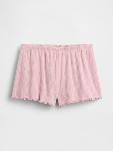 Image number 6 showing, Pointelle Lettuce-Hem PJ Shorts