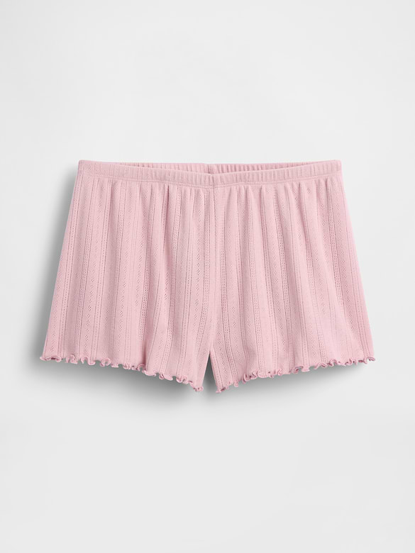 Pointelle Lettuce-Hem PJ Shorts