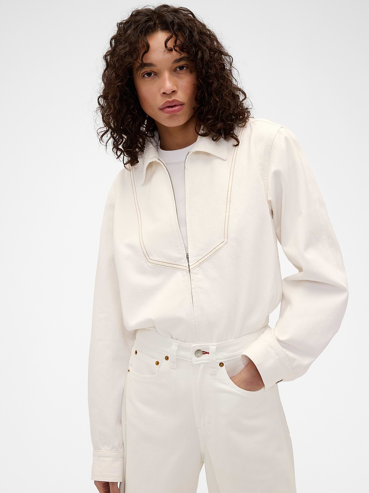 Image number 1 showing, Gap × Victoria Beckham Denim Zip Shirt
