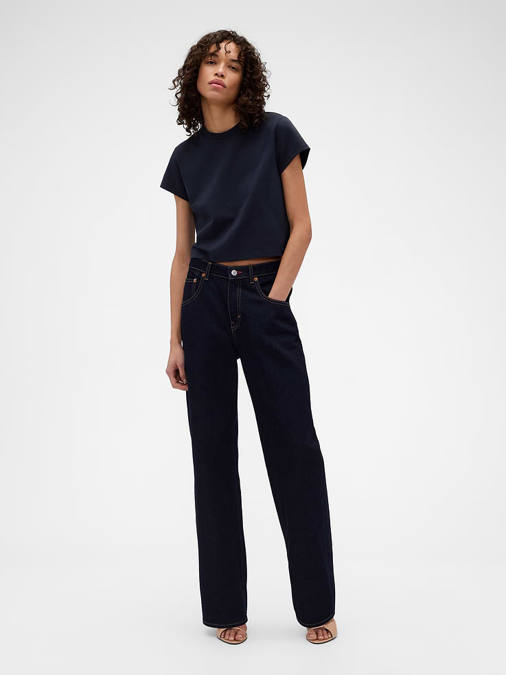 Image 2 of 2, Gap × Victoria Beckham Organic Cotton Logo Crop T-Shirt