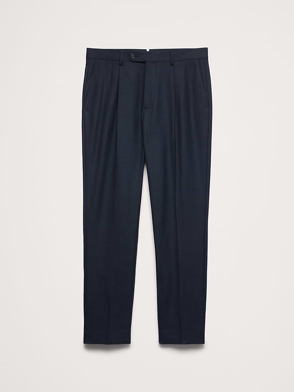 Pantalon de complet raffiné de coupe étroite en laine italienne respirante
