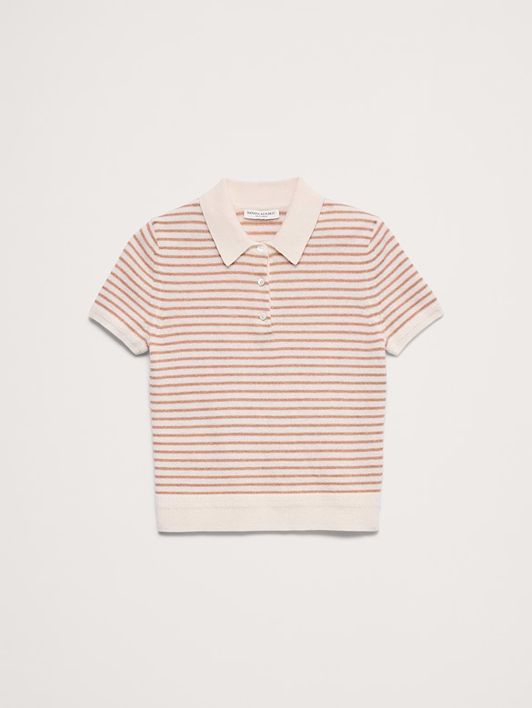 Lightweight Cashmere Short-Sleeve Sweater Polo