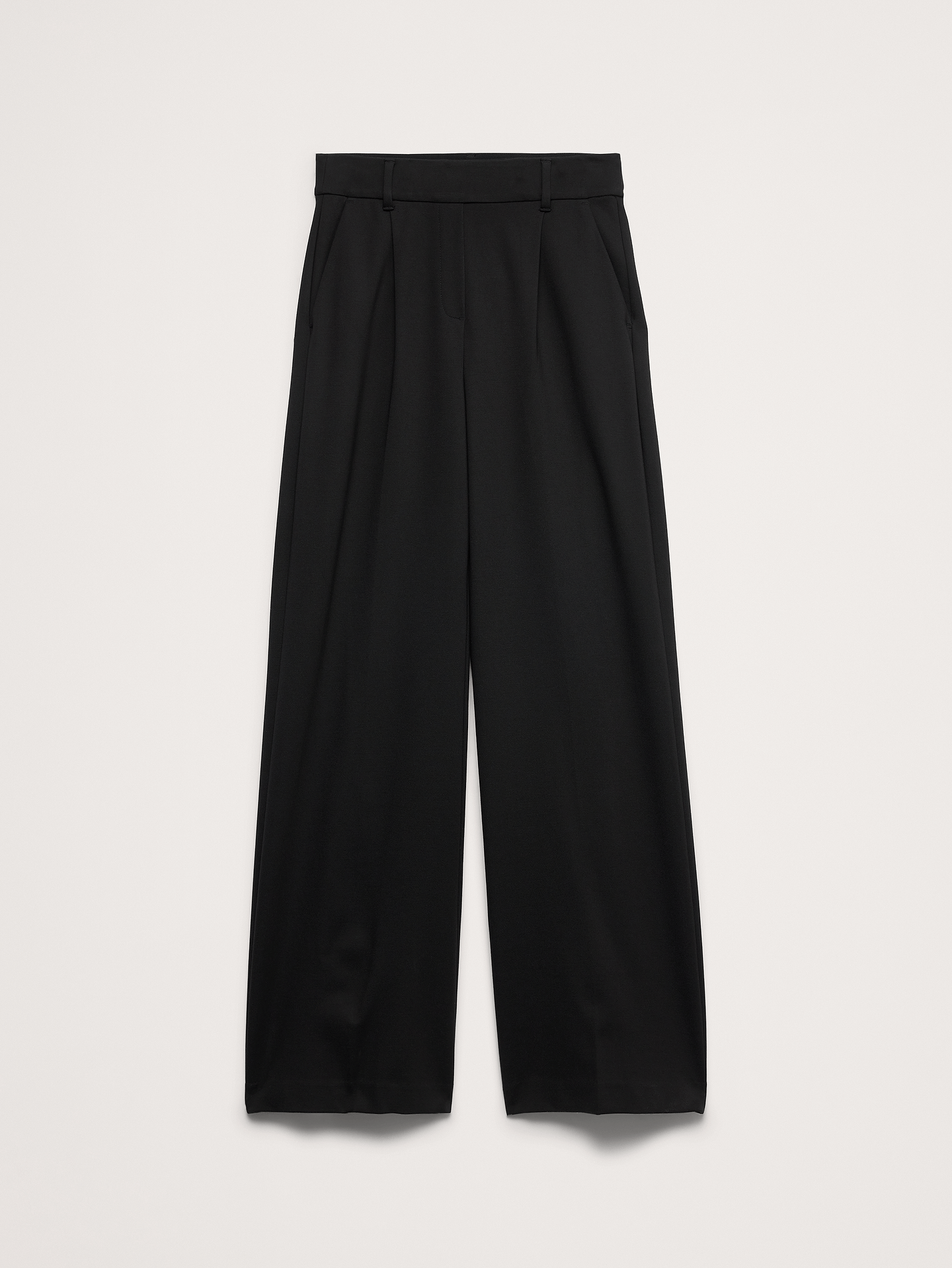 L'image numéro 5 présente Pantalon à taille haute élastique, jambe large, en tricot point de Rome fluide