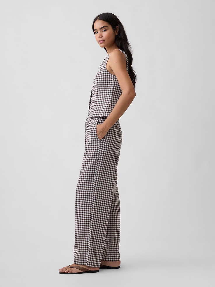 Image number 3 showing, Mid Rise Pull-On Wide-Leg Linen-Blend Pants