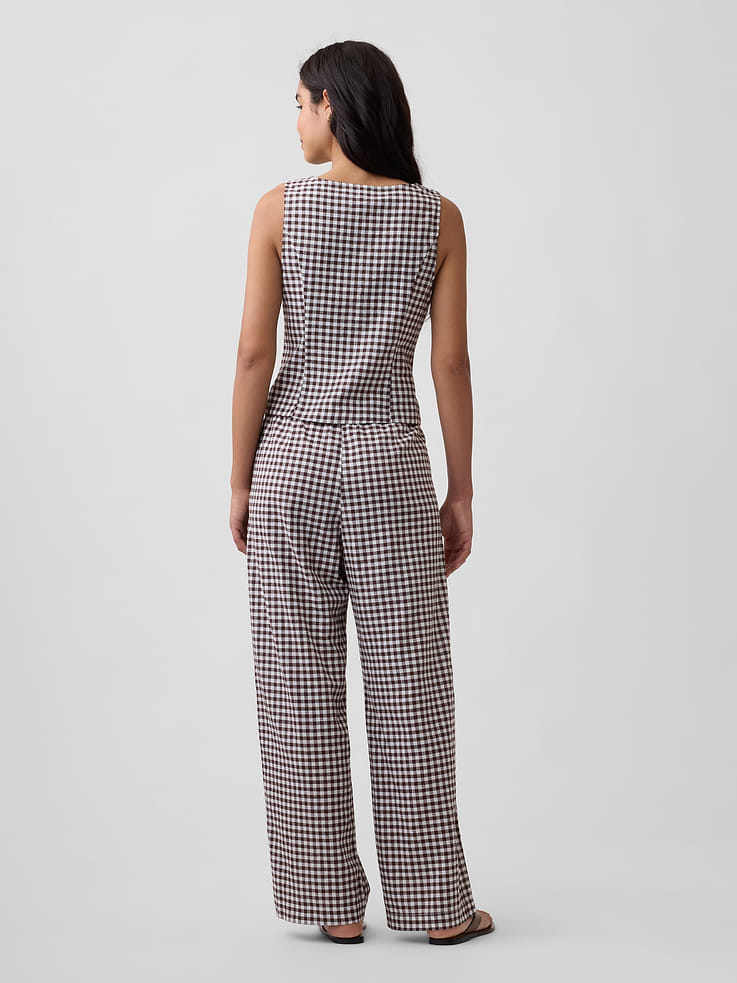 Image number 4 showing, Mid Rise Pull-On Wide-Leg Linen-Blend Pants