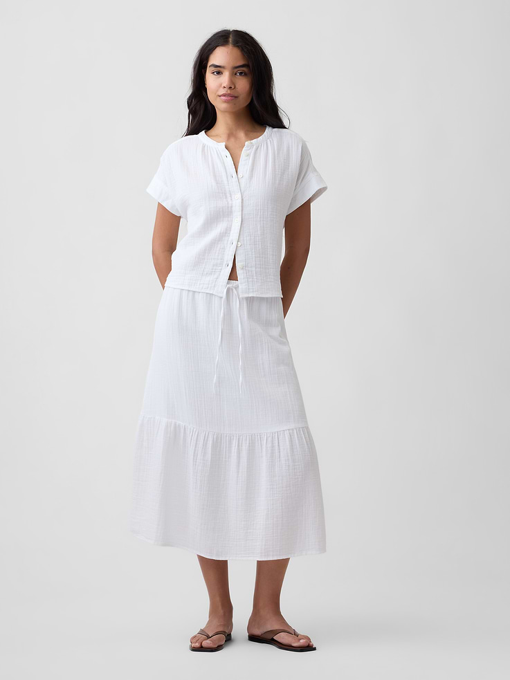 Image number 3 showing, Relaxed Button-Up Gauze Top