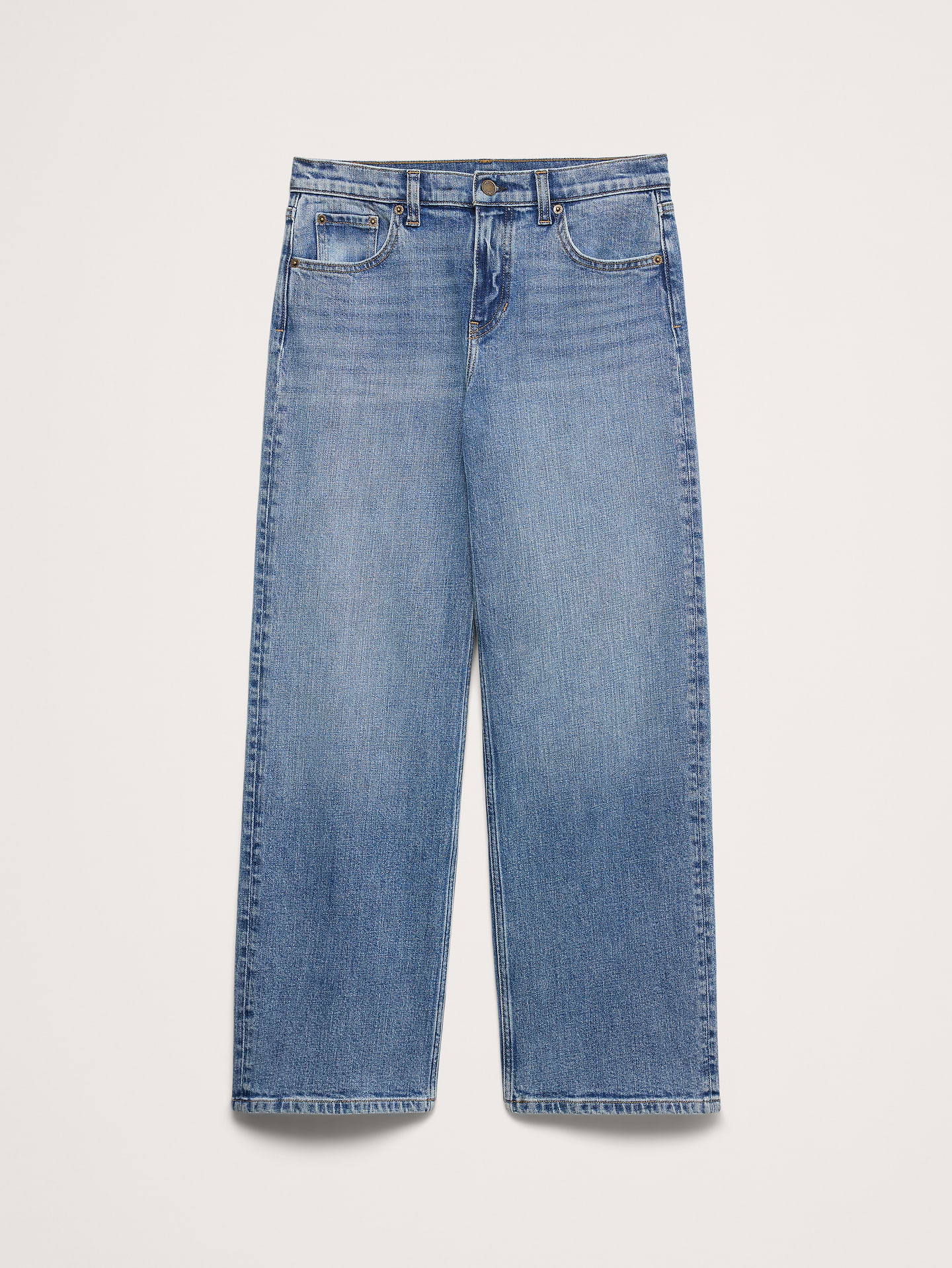 L'image numéro 6 présente Jean ample années 1990 à taille mi-basse longueur 3/4