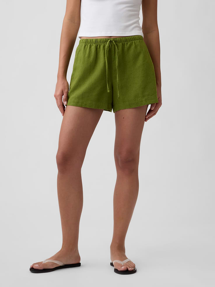 Image number 2 showing, 4" Pull-On Linen-Blend Shorts