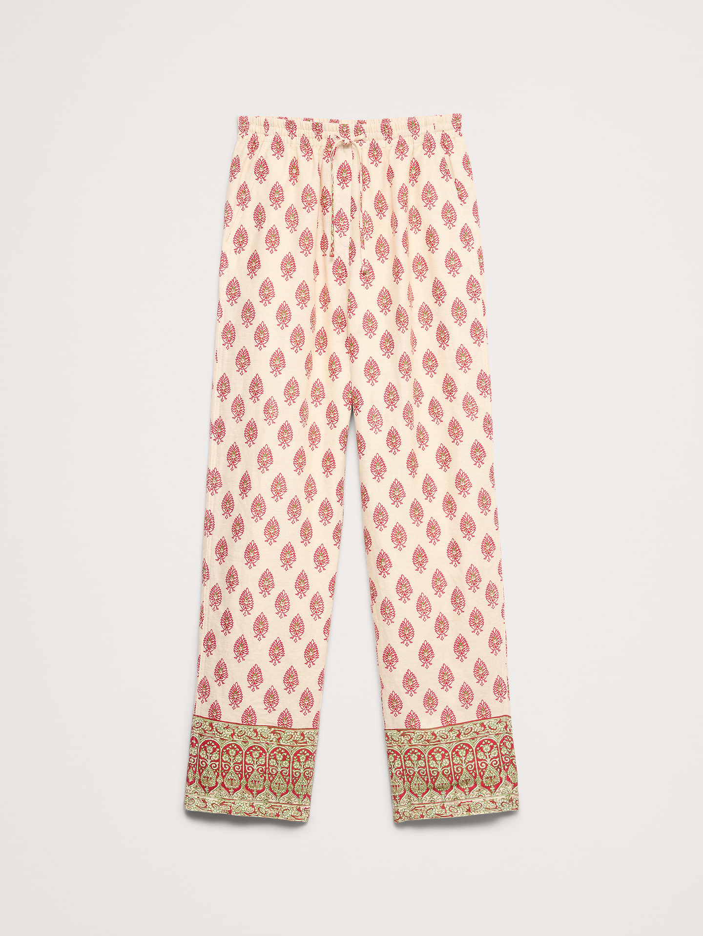 L'image numéro 4 présente Pantalon droit à taille extensible en lin Escapade