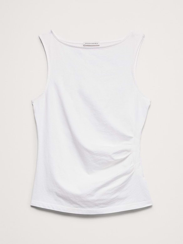 Camisole froncée sur le côté en coton rétro