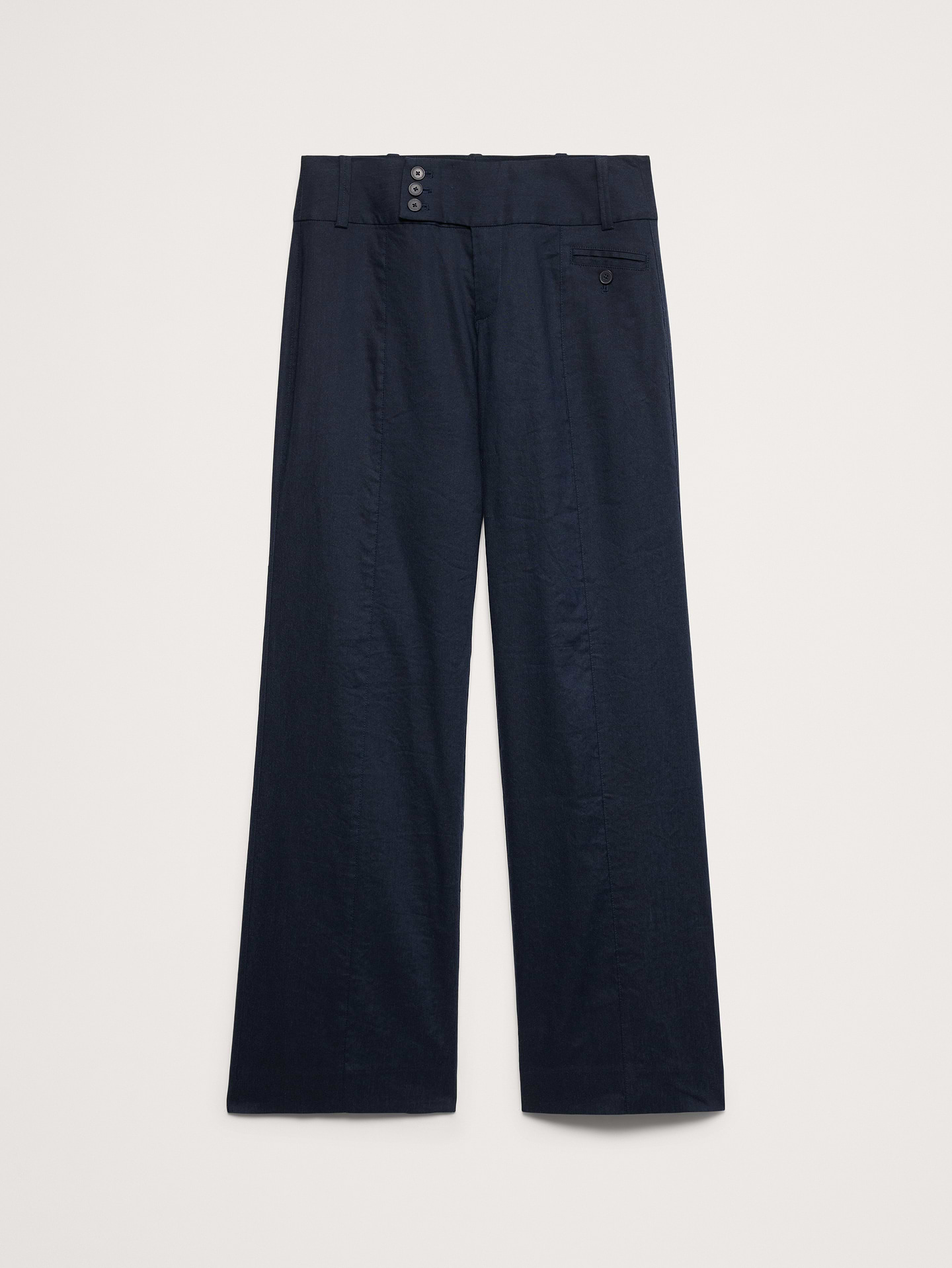 Image number 5 showing, Low-Rise Wide-Leg Stretch Linen-Viscose Pant