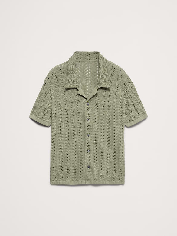 Textured Polo Cardigan