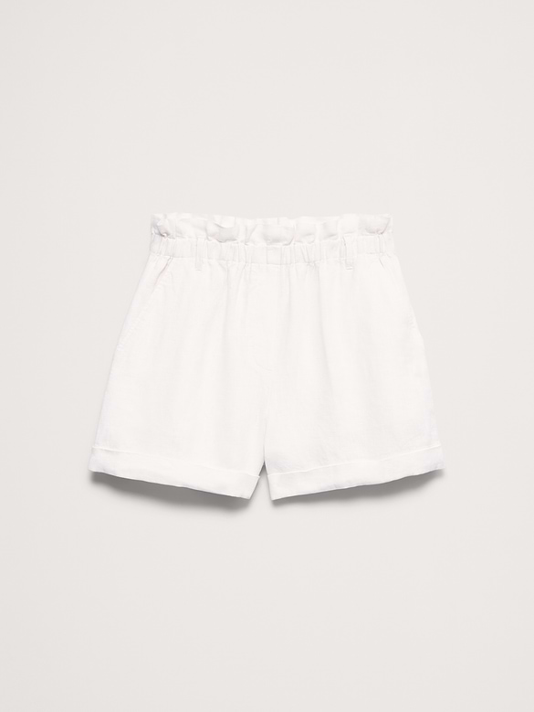 3.5" Paperbag-Waist Pull-On Linen Short