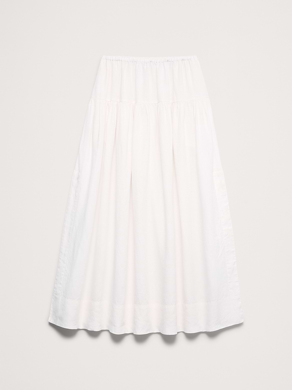 Linen Tiered Tie-Side Maxi Skirt