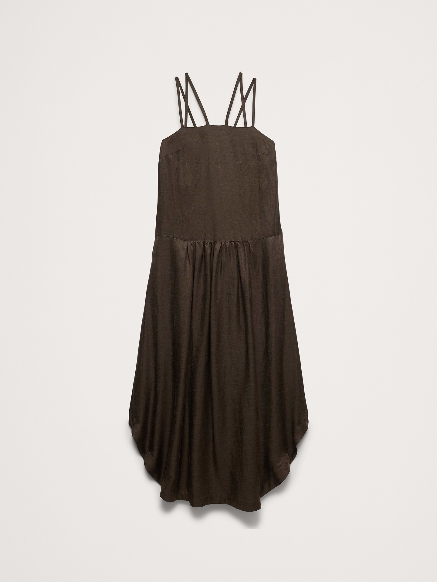 L'image numéro 5 présente Robe longue en lin et viscose à taille basse