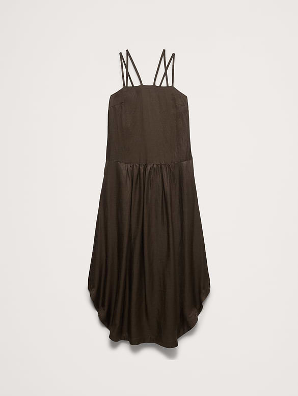 Viscose-Linen Drop-Waist Maxi Dress