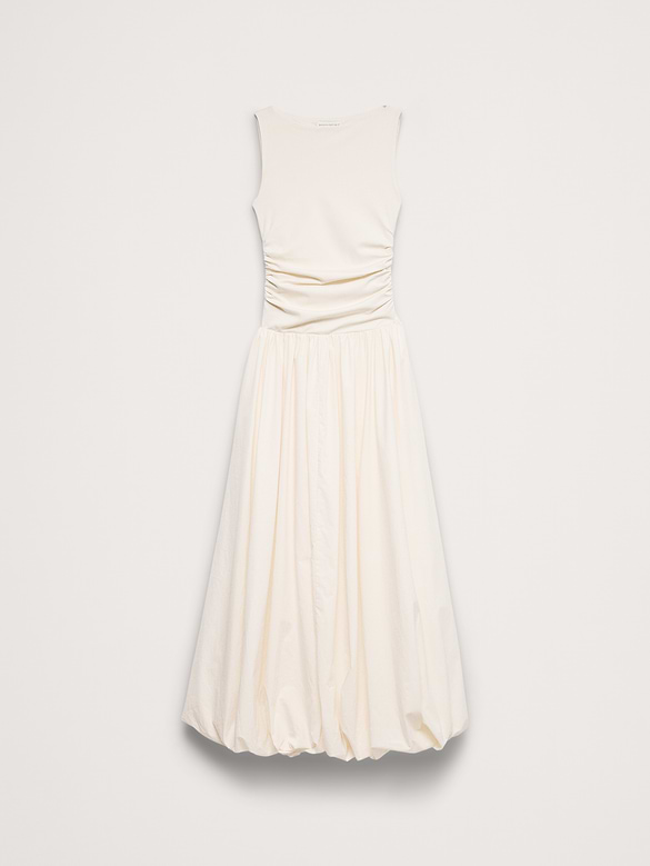 Jersey + Cotton Poplin Bubble-Hem Dress