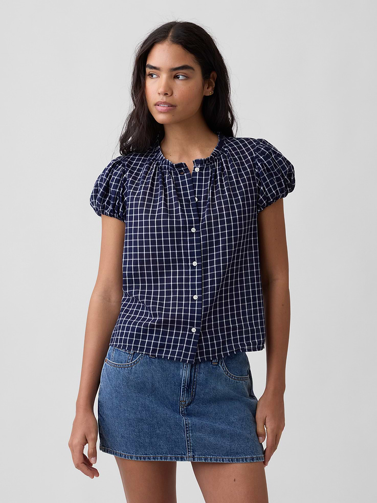 Image number 1 showing, Print Puff Sleeve Top