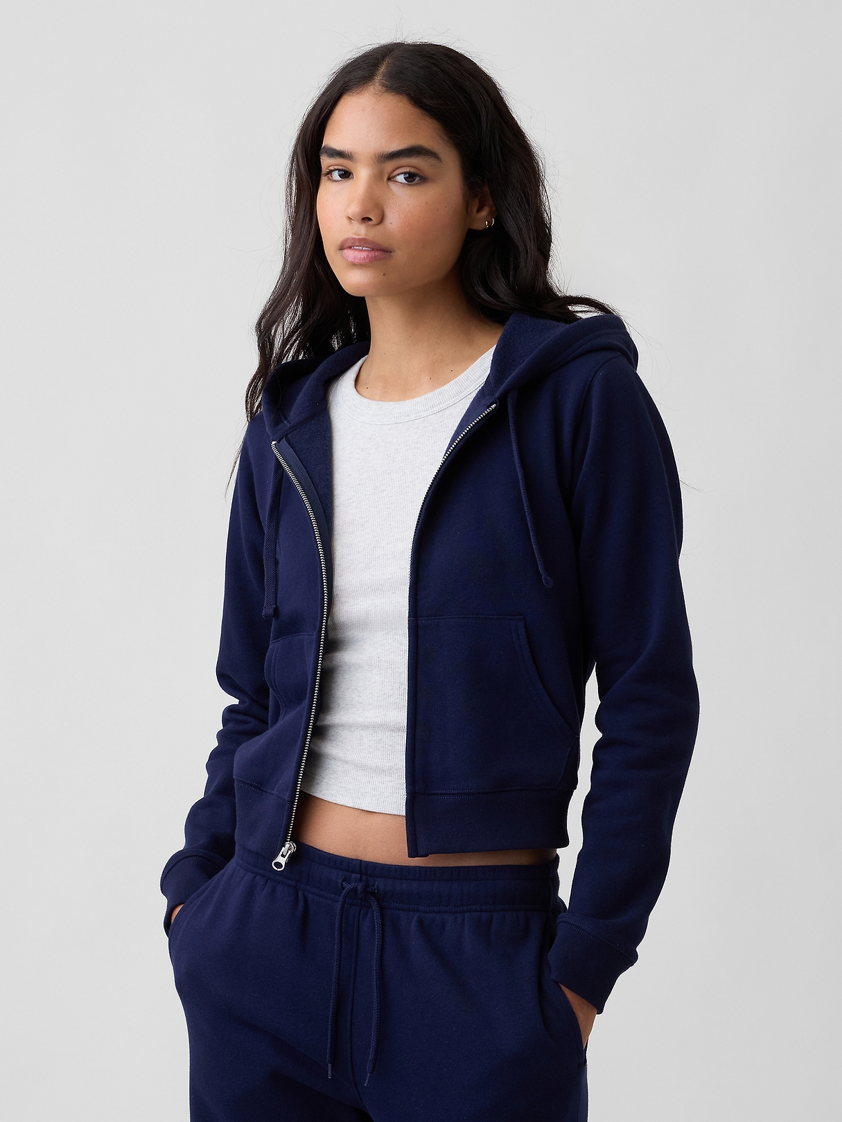 Cropped Fleece Zip Hoodie | Gap Factory