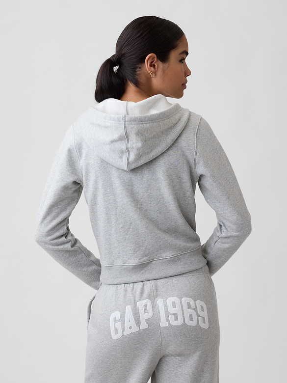 Cropped Fleece Zip Hoodie