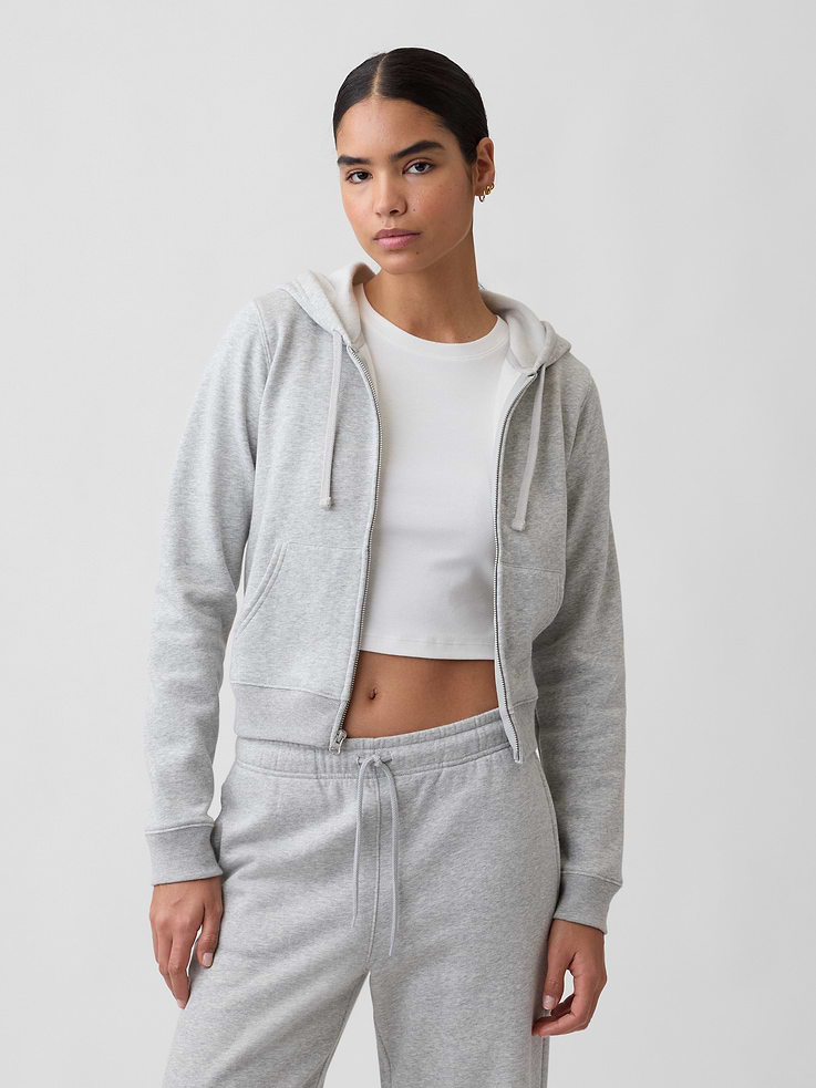 Image number 1 showing, Cropped Fleece Zip Hoodie