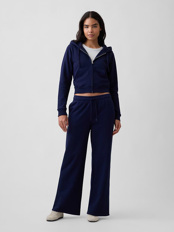 Cropped Fleece Zip Hoodie