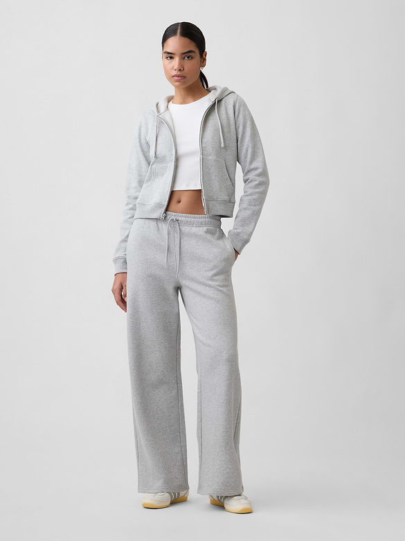 Cropped Fleece Zip Hoodie