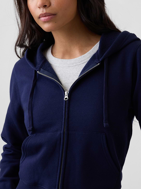 Cropped Fleece Zip Hoodie