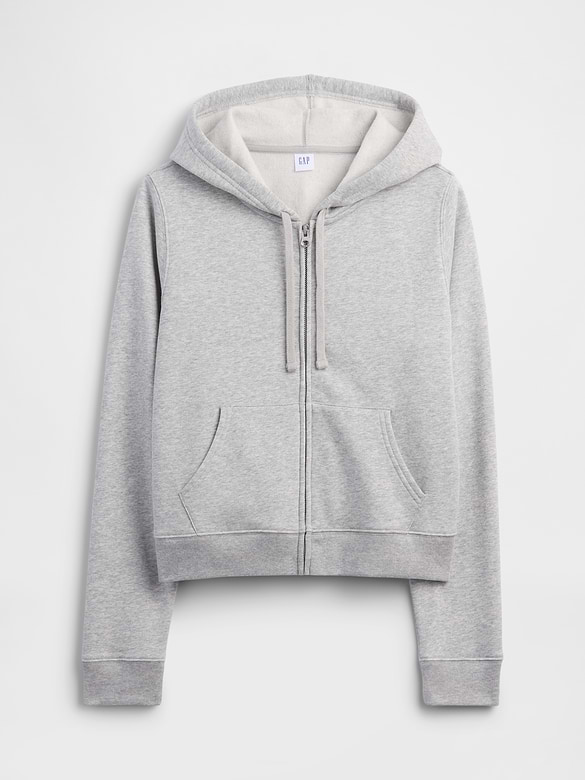 Cropped Fleece Zip Hoodie